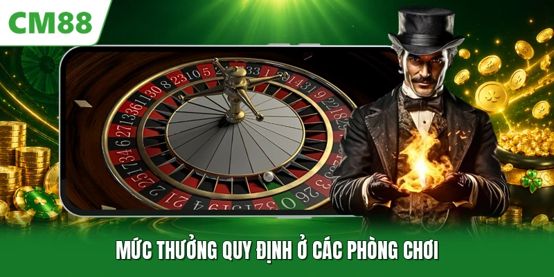 Mức thưởng quy định ở các phòng chơi